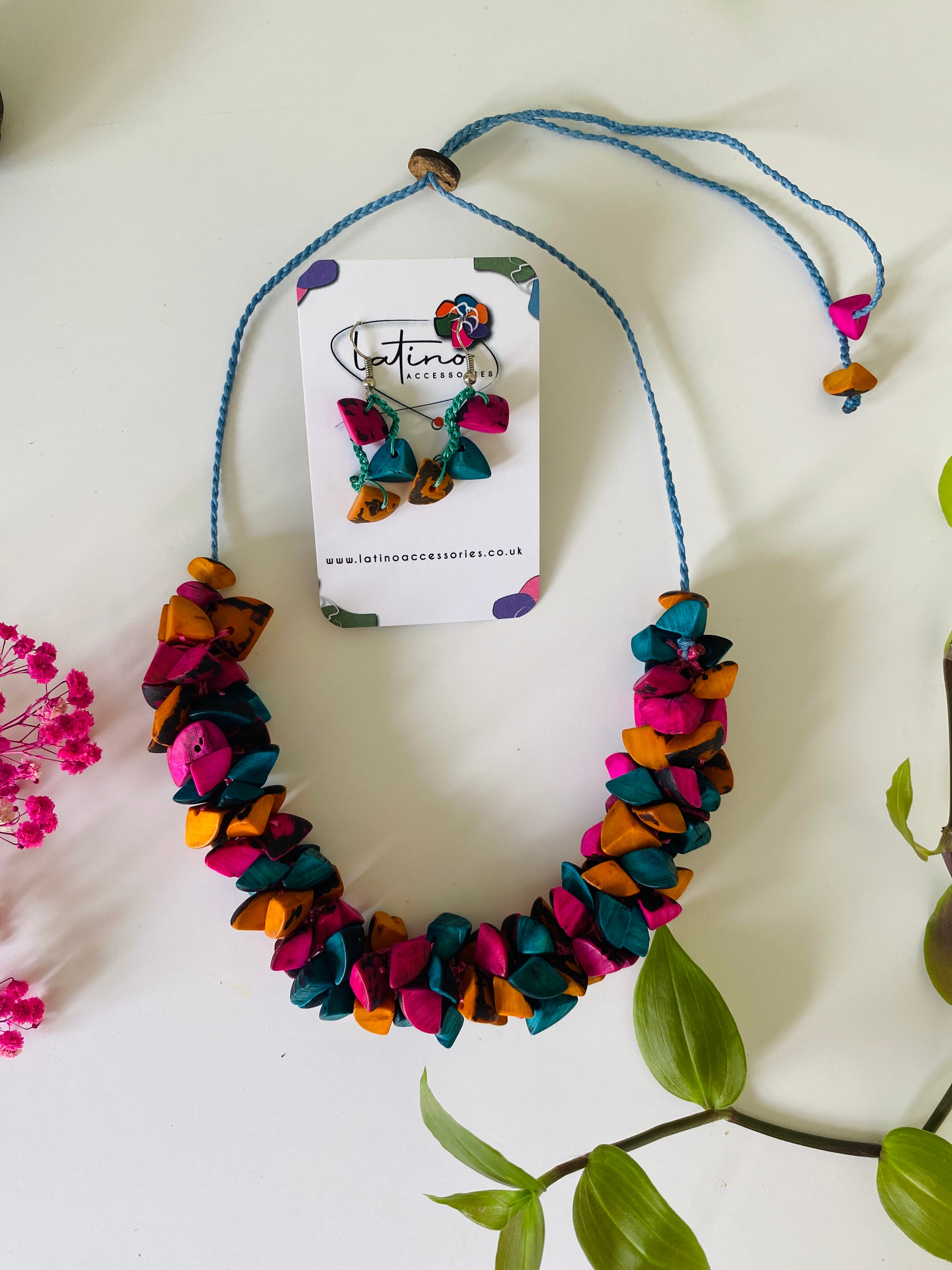 Multicolour Tagua Necklace Set